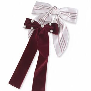 New: Cotton On Party Barrette Clip Set Burgundy & Pink Hair Bows